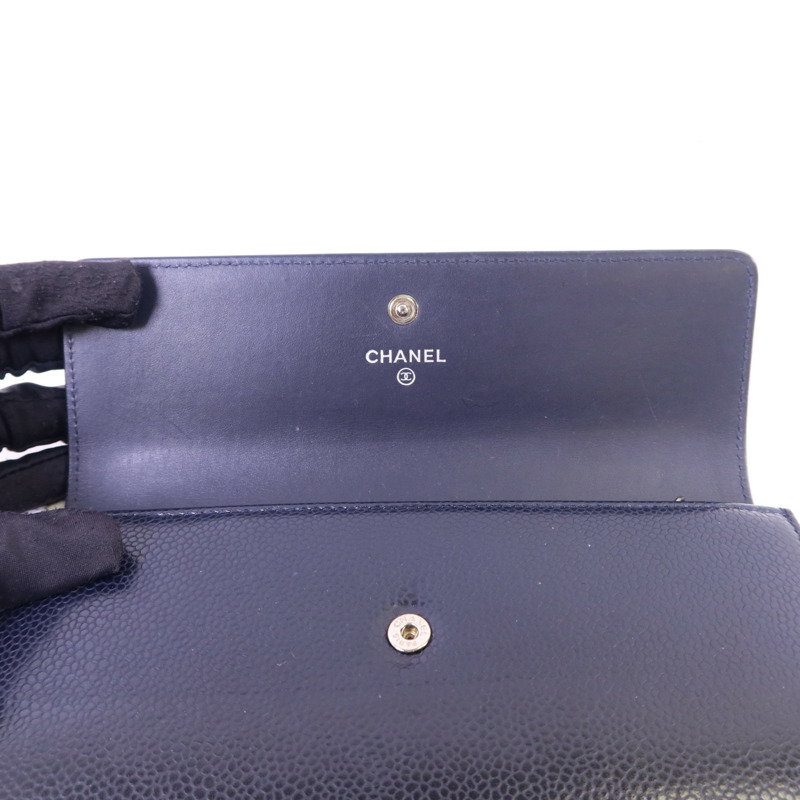 CHANEL 牛皮皮革Long Wallet銀扣長錢包-5