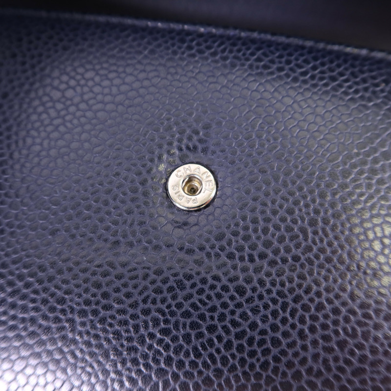 CHANEL 牛皮皮革Long Wallet銀扣長錢包-9