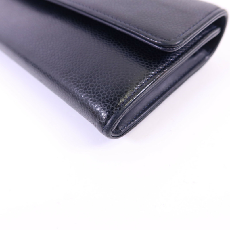CHANEL 牛皮皮革Long Wallet銀扣長錢包-10