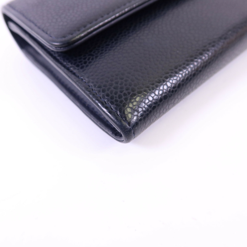 CHANEL 牛皮皮革Long Wallet銀扣長錢包-11