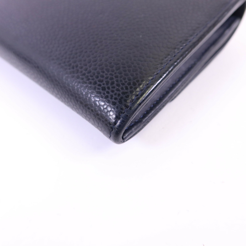 CHANEL 牛皮皮革Long Wallet銀扣長錢包-12