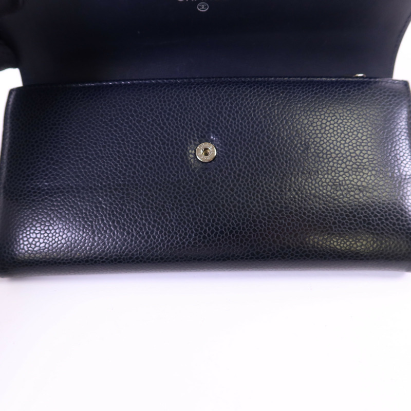 CHANEL 牛皮皮革Long Wallet銀扣長錢包-14