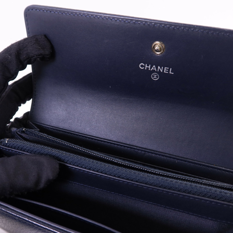 CHANEL 牛皮皮革Long Wallet銀扣長錢包-15
