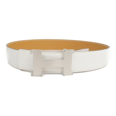 HERMES Epsom皮革Constance Belt銀扣皮帶Beton