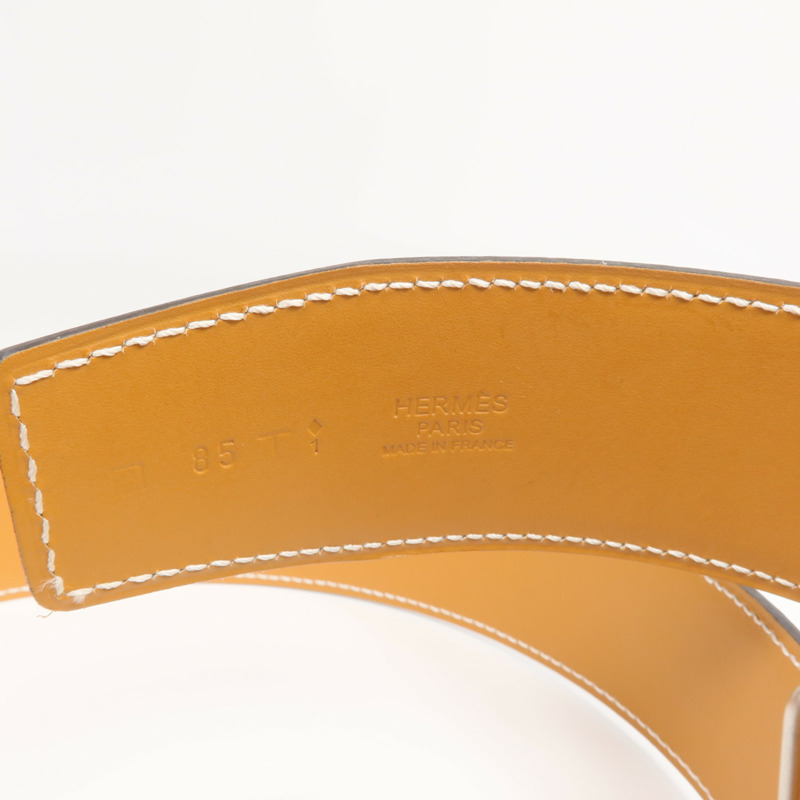 HERMES Epsom皮革Constance Belt銀扣皮帶Beton-7
