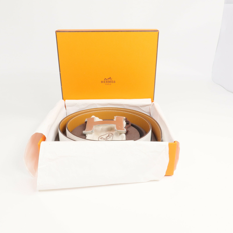 HERMES Epsom皮革Constance Belt銀扣皮帶Beton-10