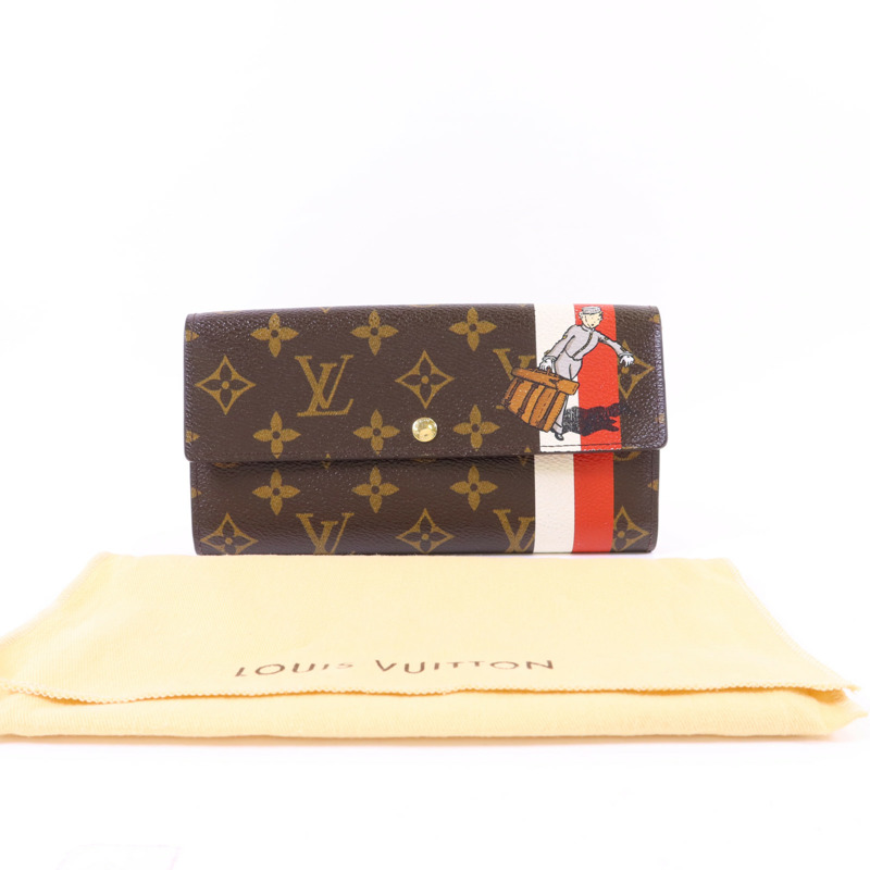 LOUIS VUITTON Monogram Groom Portefeuille Sarah金扣長錢包-17