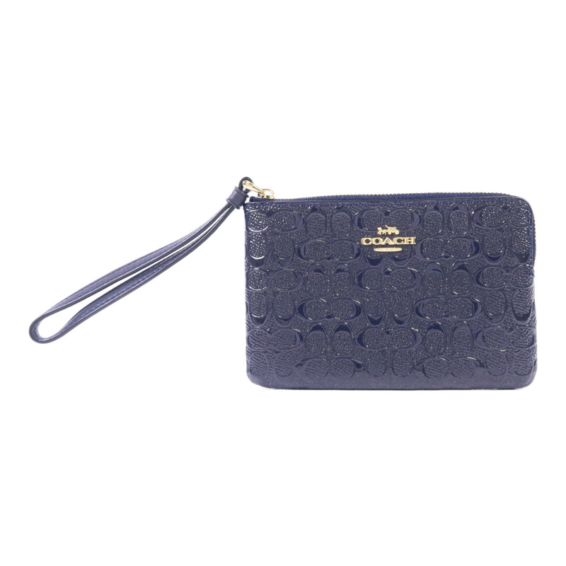 COACH 牛皮皮革Pouch金扣手拿包-0