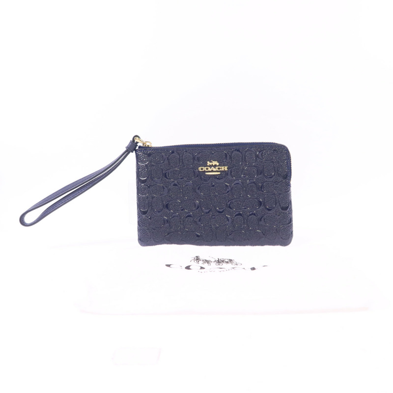 COACH 牛皮皮革Pouch金扣手拿包-12