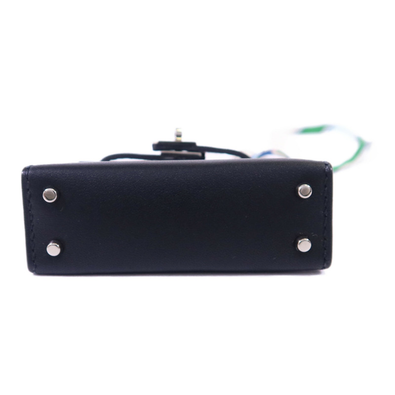 HERMES Tadelakt皮革Kelly Bag Charm 銀扣掛飾Noir-2