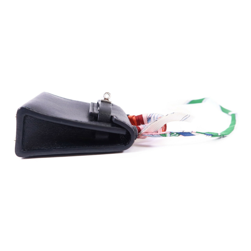 HERMES Tadelakt皮革Kelly Bag Charm 銀扣掛飾Noir-3