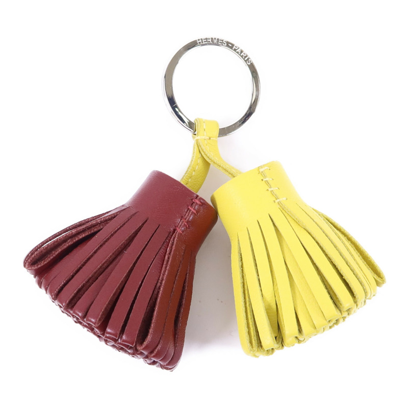 HERMES Swift皮革Carmen Key Ring銀扣鑰匙圈-1