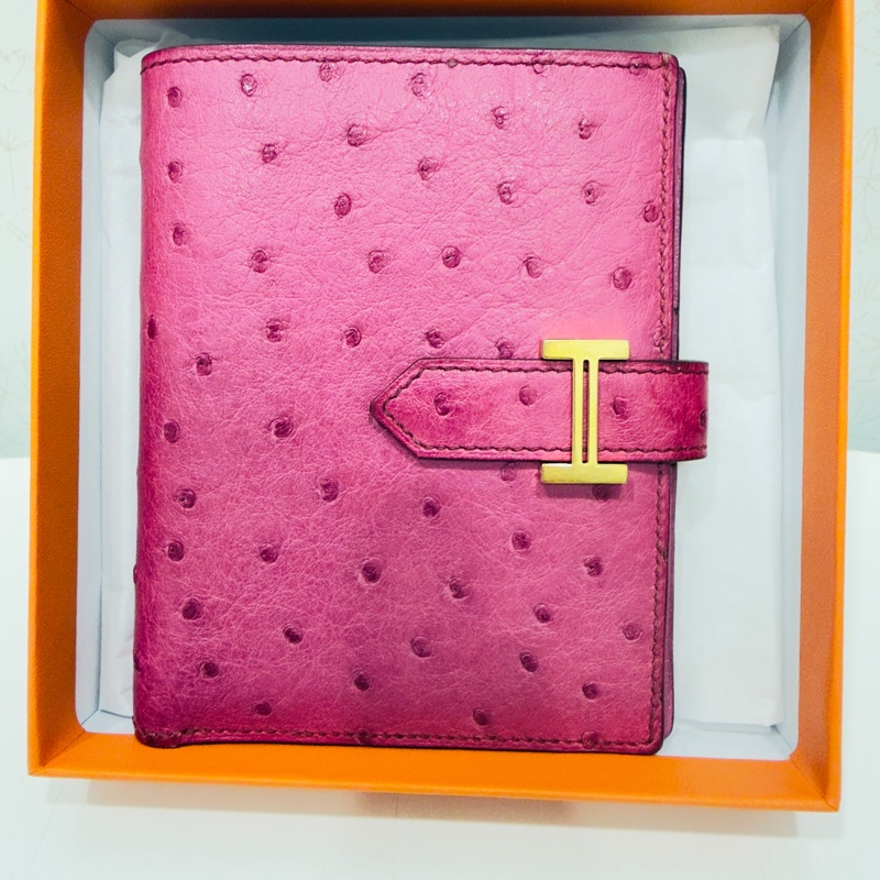 Hermes 鴕鳥皮短夾-3