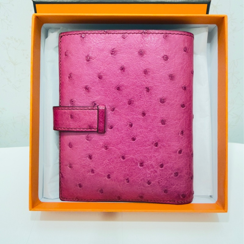 Hermes 鴕鳥皮短夾-4