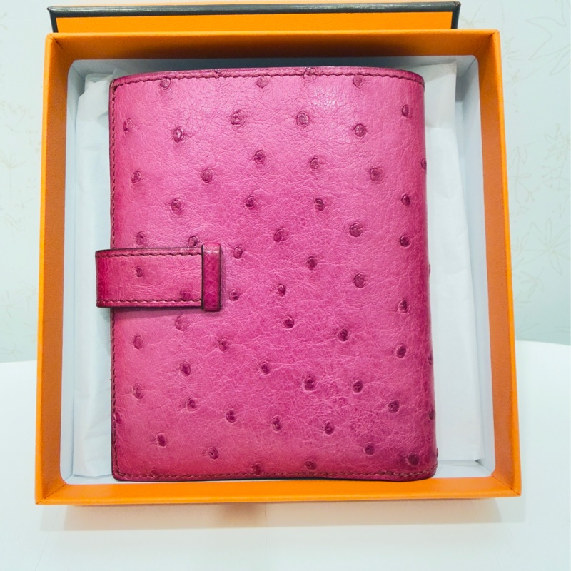 Hermes 鴕鳥皮短夾-5