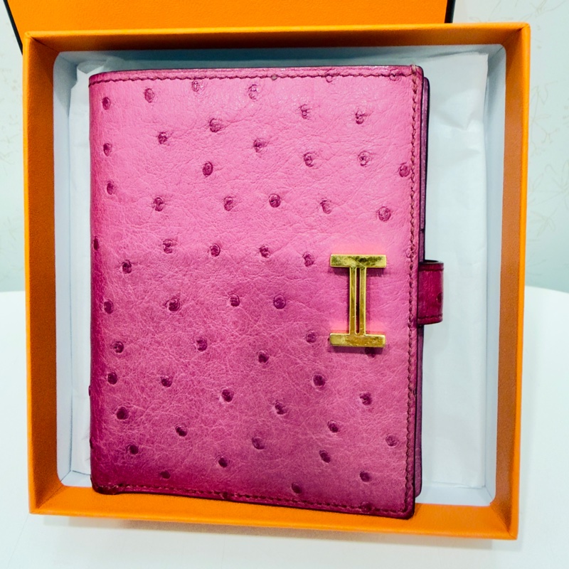 Hermes 鴕鳥皮短夾-8