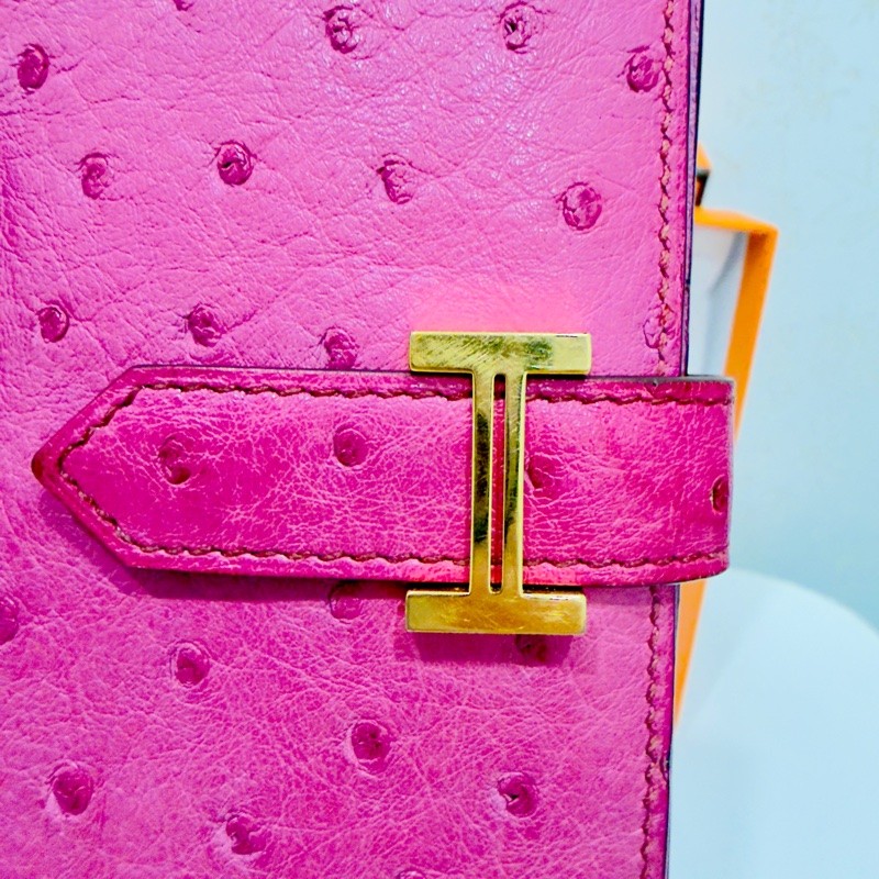 Hermes 鴕鳥皮短夾-9