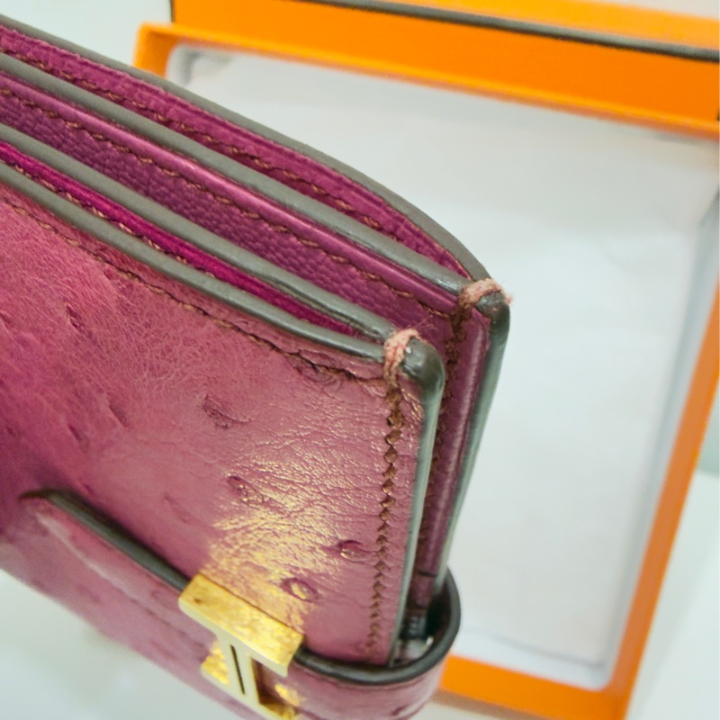 Hermes 鴕鳥皮短夾-12