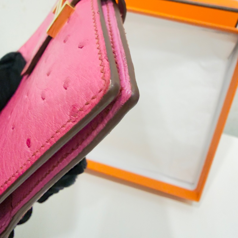 Hermes 鴕鳥皮短夾-13