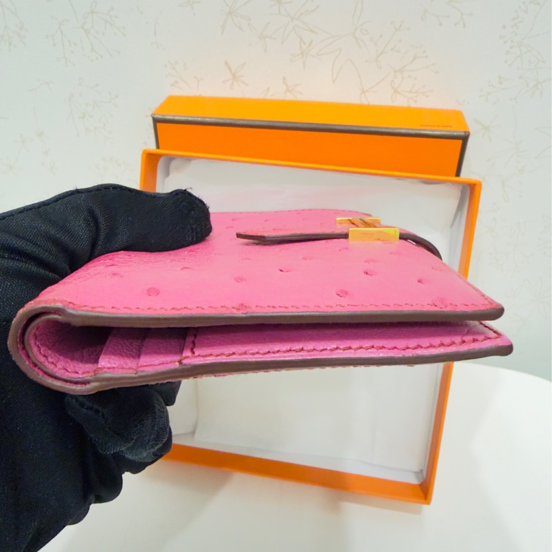 Hermes 鴕鳥皮短夾-17