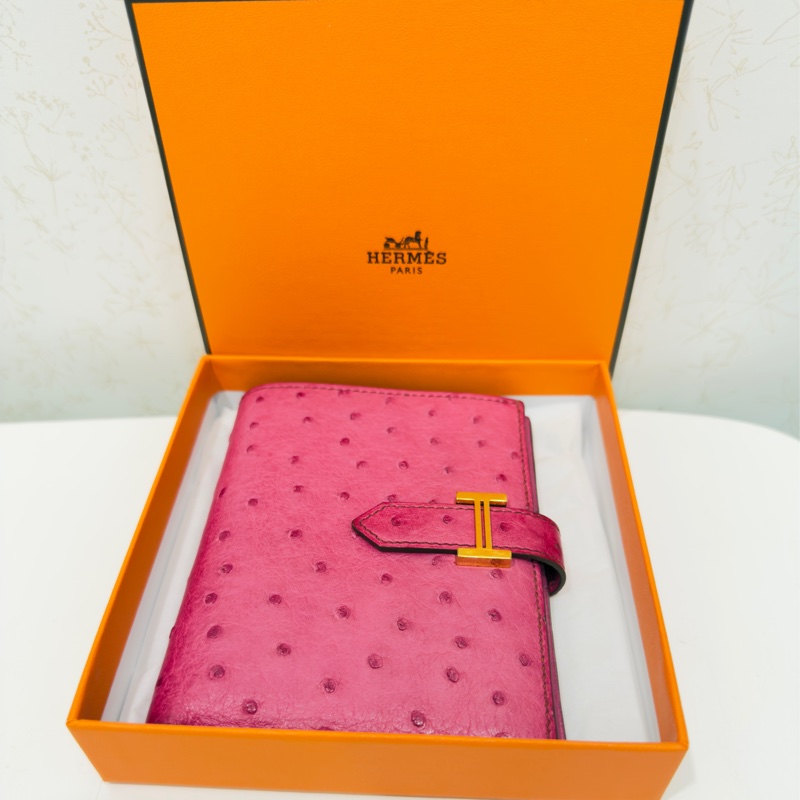 Hermes 鴕鳥皮短夾-35