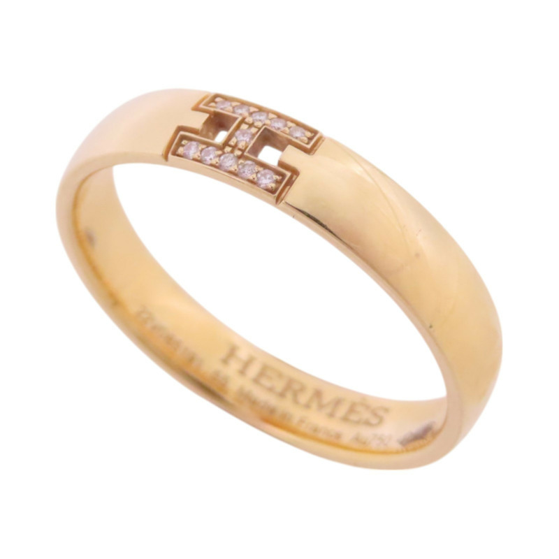 18K玫瑰金 鑽石 Ever Herakles 戒指 55【HERMES 愛馬仕】-1