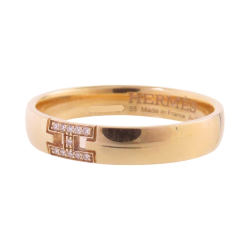 18K玫瑰金 鑽石 Ever Herakles 戒指 55【HERMES 愛馬仕】-3