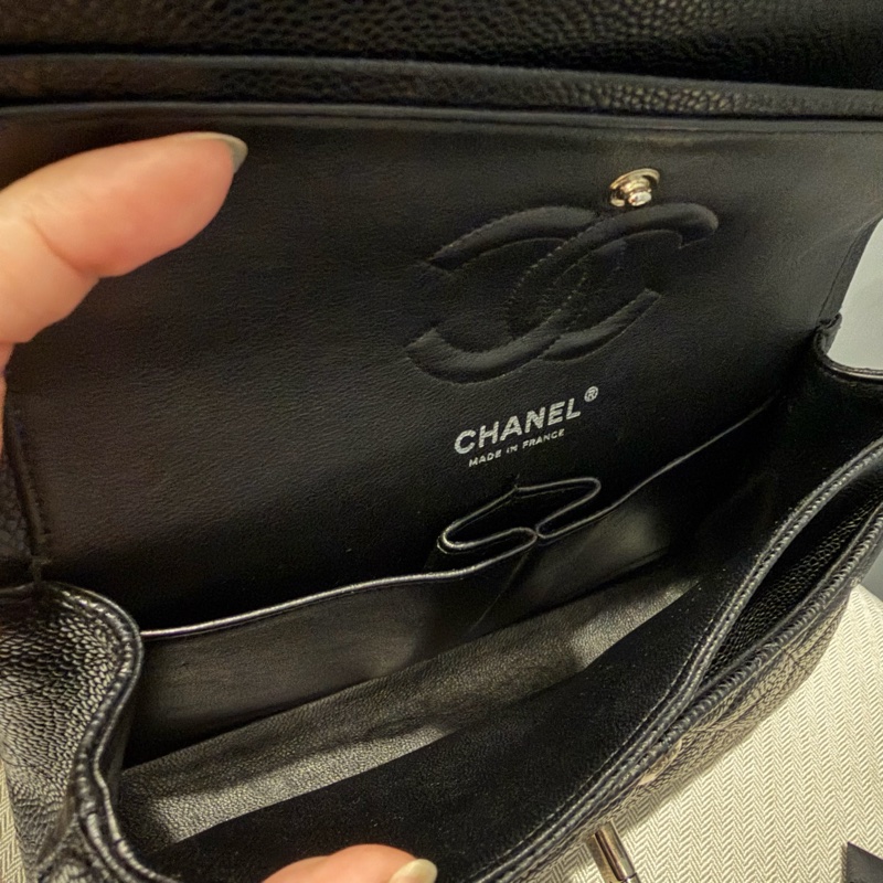 Chanel 香奈兒 CF23 荔枝牛皮 黑銀-5
