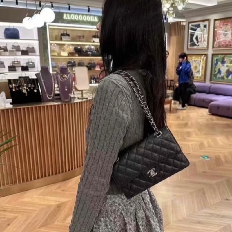 Chanel 香奈兒 CF23 荔枝牛皮 黑銀-51