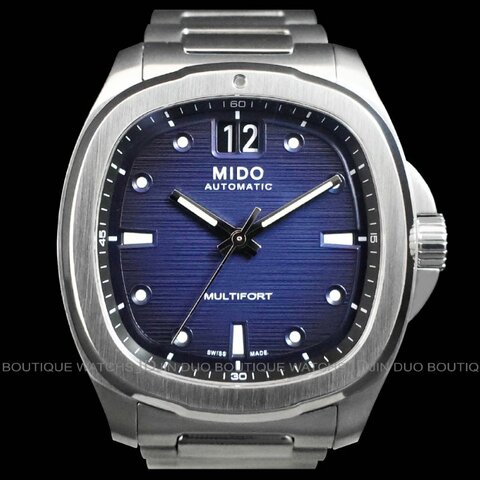金鐸精品~2501 MIDO美度Multifort先鋒系列TV大日期窗藍面盤40mm自動上鍊男用腕錶