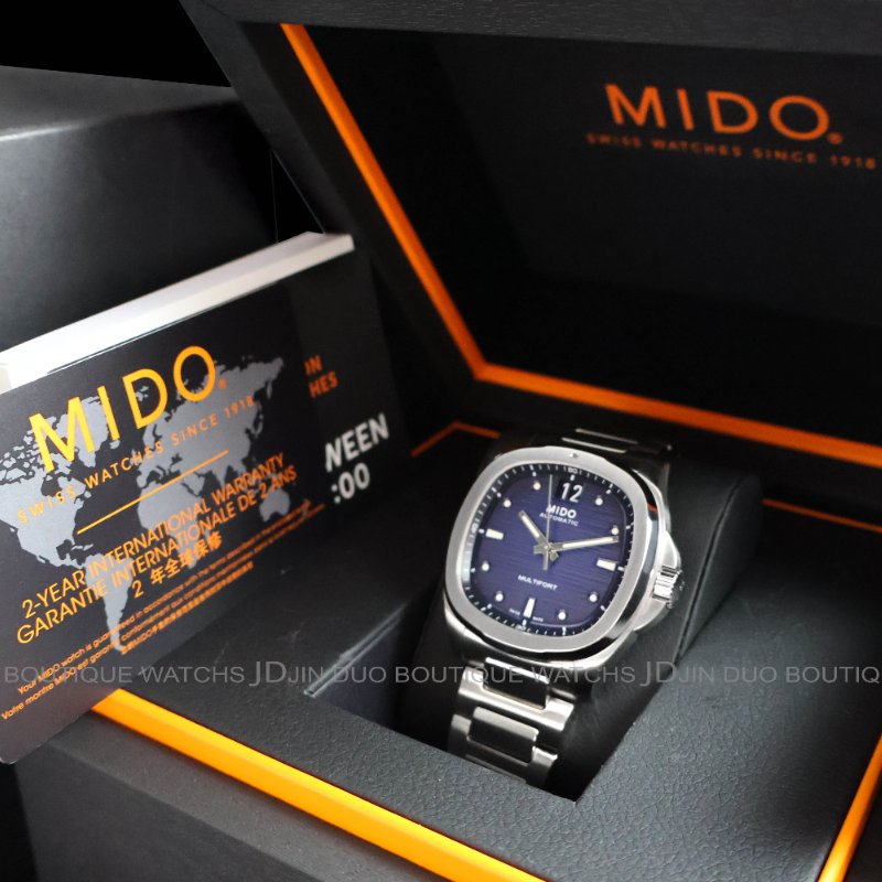 金鐸精品~2501 MIDO美度Multifort先鋒系列TV大日期窗藍面盤40mm自動上鍊男用腕錶-5