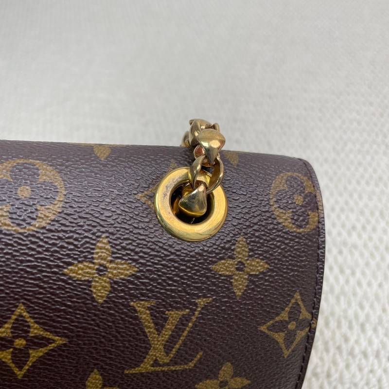 專櫃價2.8折！LOUIS VUITTON  Victoire系列維多利亞老花鏈條皮革包 可斜挎可單肩-16