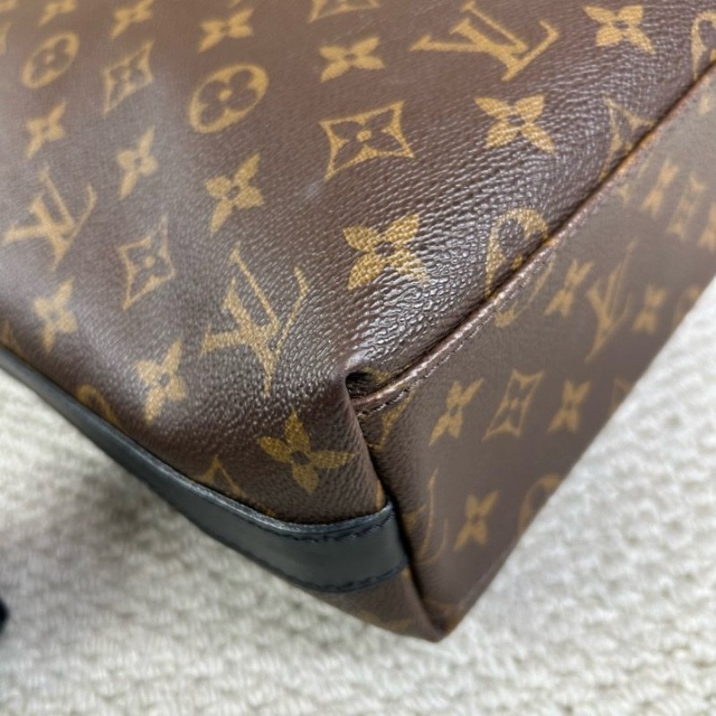 LV路易威登老花拼黑男士手提包公文包 棕色老花配黑色皮邊 容量大 內裡乾淨 有肩帶可單肩可斜挎可手提 適合商務通勤-7