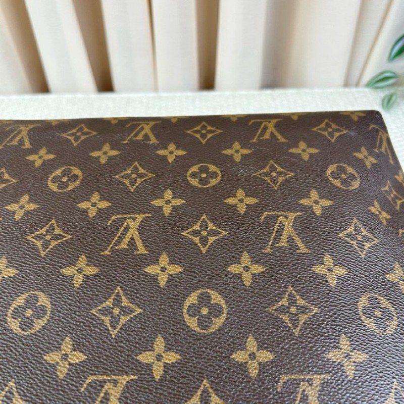 LV路易威登老花拼黑男士手提包公文包 棕色老花配黑色皮邊 容量大 內裡乾淨 有肩帶可單肩可斜挎可手提 適合商務通勤-13