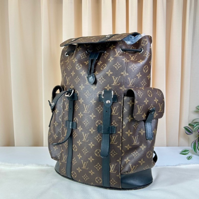 LV路易威登老花雙肩包 經典老花配黑色牛皮 辨識度高 容量超大大 日常通勤旅行都很實用-3