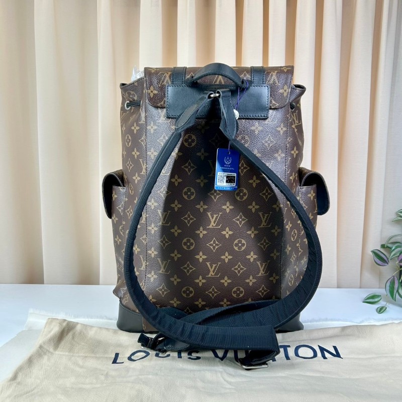 LV路易威登老花雙肩包 經典老花配黑色牛皮 辨識度高 容量超大大 日常通勤旅行都很實用-6