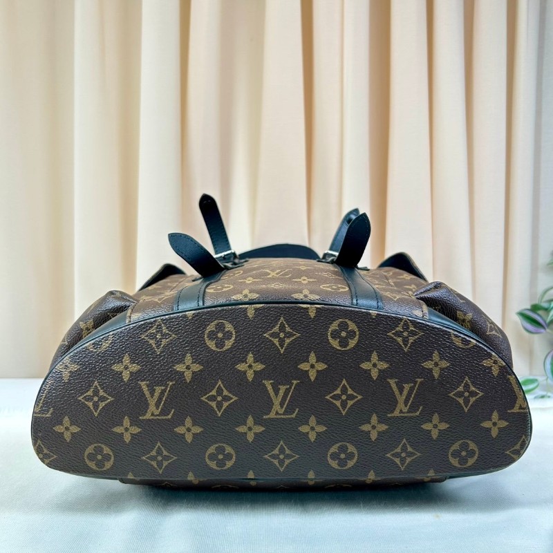 LV路易威登老花雙肩包 經典老花配黑色牛皮 辨識度高 容量超大大 日常通勤旅行都很實用-13