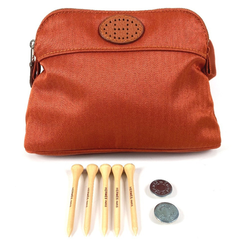 愛馬仕 Bolide Santur 單肩包/高爾夫球包，H 標誌鏤空設計，Evelyn 腰帶，棉質和聚醯胺混紡布料，男女通用，橙色-0