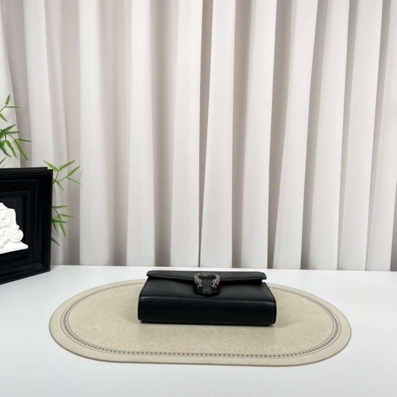 GUCCI古馳 Dionysus 虎頭扣鏈式肩帶 皮革 斜挎單肩包 女款黑色 精緻高級 質感滿滿-4