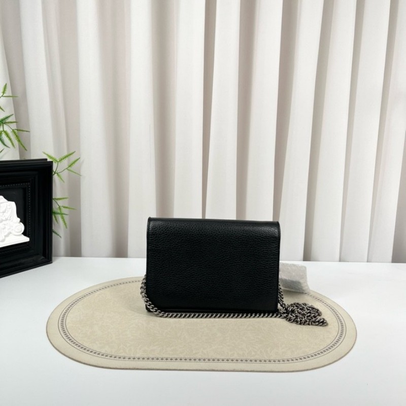 GUCCI古馳 Dionysus 虎頭扣鏈式肩帶 皮革 斜挎單肩包 女款黑色 精緻高級 質感滿滿-6