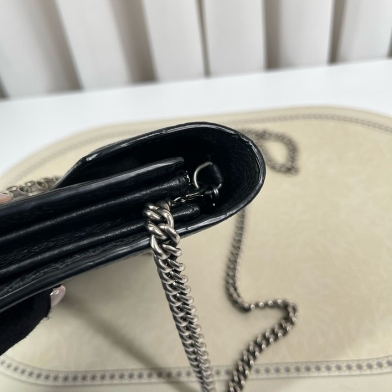 GUCCI古馳 Dionysus 虎頭扣鏈式肩帶 皮革 斜挎單肩包 女款黑色 精緻高級 質感滿滿-15