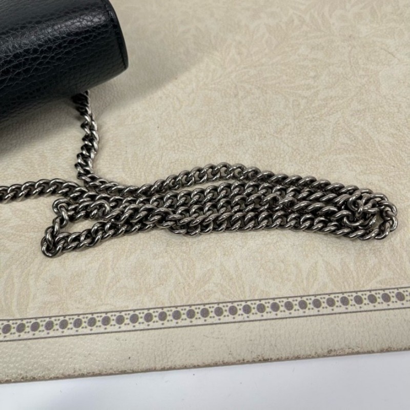 GUCCI古馳 Dionysus 虎頭扣鏈式肩帶 皮革 斜挎單肩包 女款黑色 精緻高級 質感滿滿-21