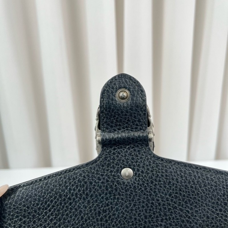 GUCCI古馳 Dionysus 虎頭扣鏈式肩帶 皮革 斜挎單肩包 女款黑色 精緻高級 質感滿滿-22