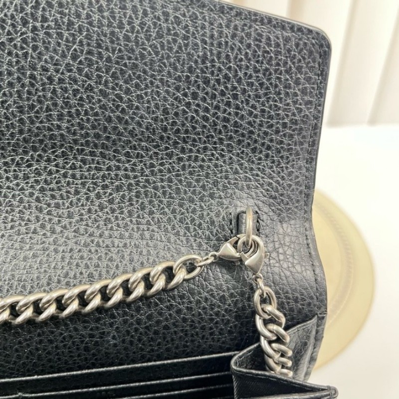 GUCCI古馳 Dionysus 虎頭扣鏈式肩帶 皮革 斜挎單肩包 女款黑色 精緻高級 質感滿滿-23