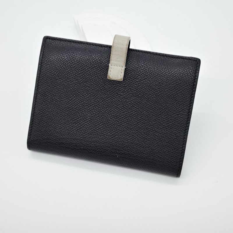 Celine 思琳 Strap Wallet 黑色 牛皮 中夾 長夾 短夾 拼色 Celine黑拼杏兩折中夾-1
