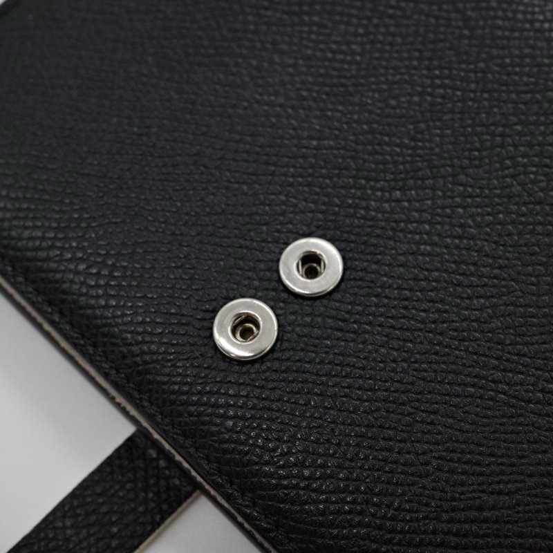 Celine 思琳 Strap Wallet 黑色 牛皮 中夾 長夾 短夾 拼色 Celine黑拼杏兩折中夾-4