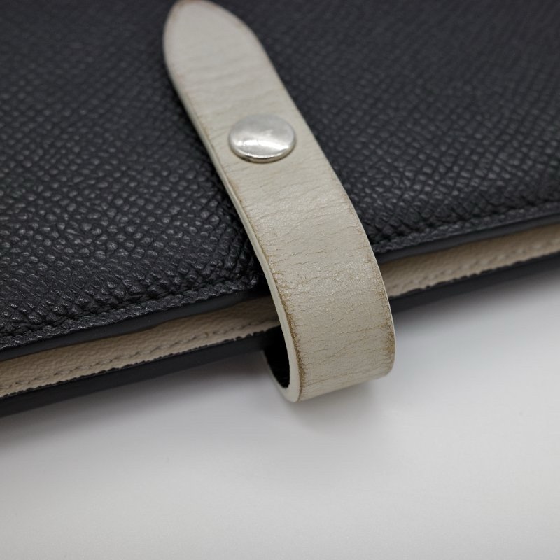 Celine 思琳 Strap Wallet 黑色 牛皮 中夾 長夾 短夾 拼色 Celine黑拼杏兩折中夾-10