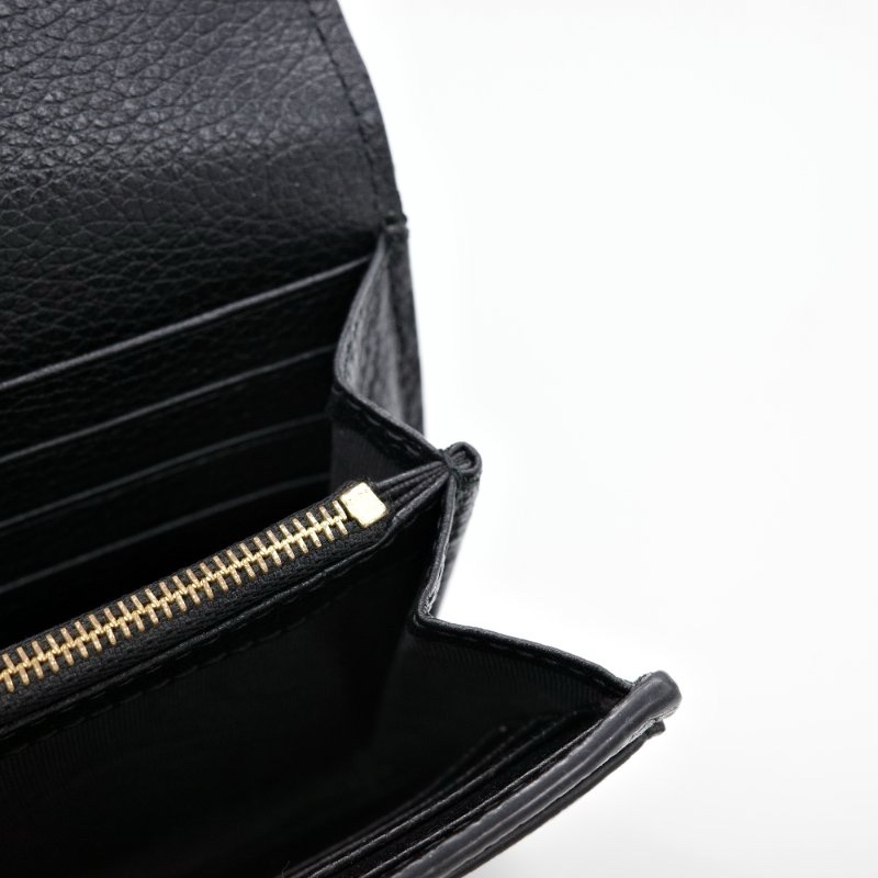 ✨三折出售！Gucci 古馳 Zumi 雙色馬銜鍊雙G設計 黑色 牛皮 釦式長夾-5