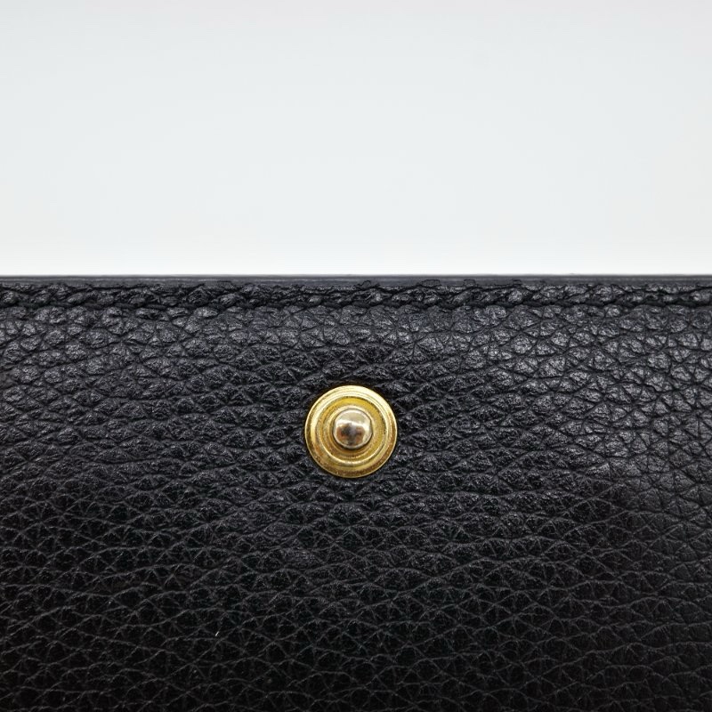 ✨三折出售！Gucci 古馳 Zumi 雙色馬銜鍊雙G設計 黑色 牛皮 釦式長夾-8