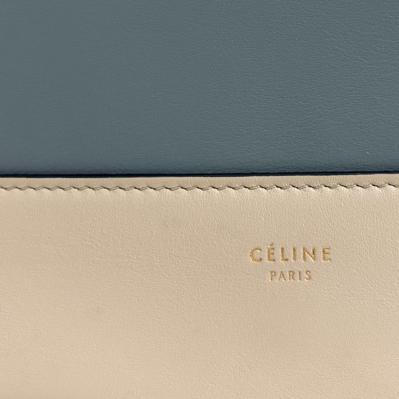 Celine Frame 拼色肩背包｜米+藍｜有購證-14